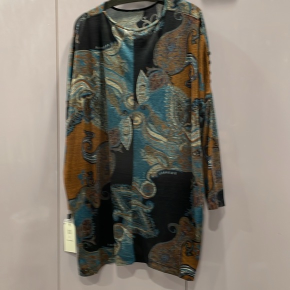 NWT Light weight Turquoise Print Sweater by Clara Sunwoo - Picture 3 of 6